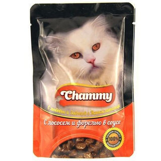 Корм для кошек Chammy с лососем  и форелью в соусе 85г.